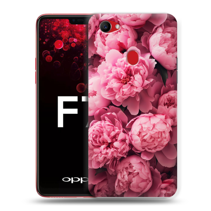 Пластиковый чехол на OPPO F7 с принтом цветы пионы Пластиковый чехол на OPPO F7 с принтом цветы пионы
