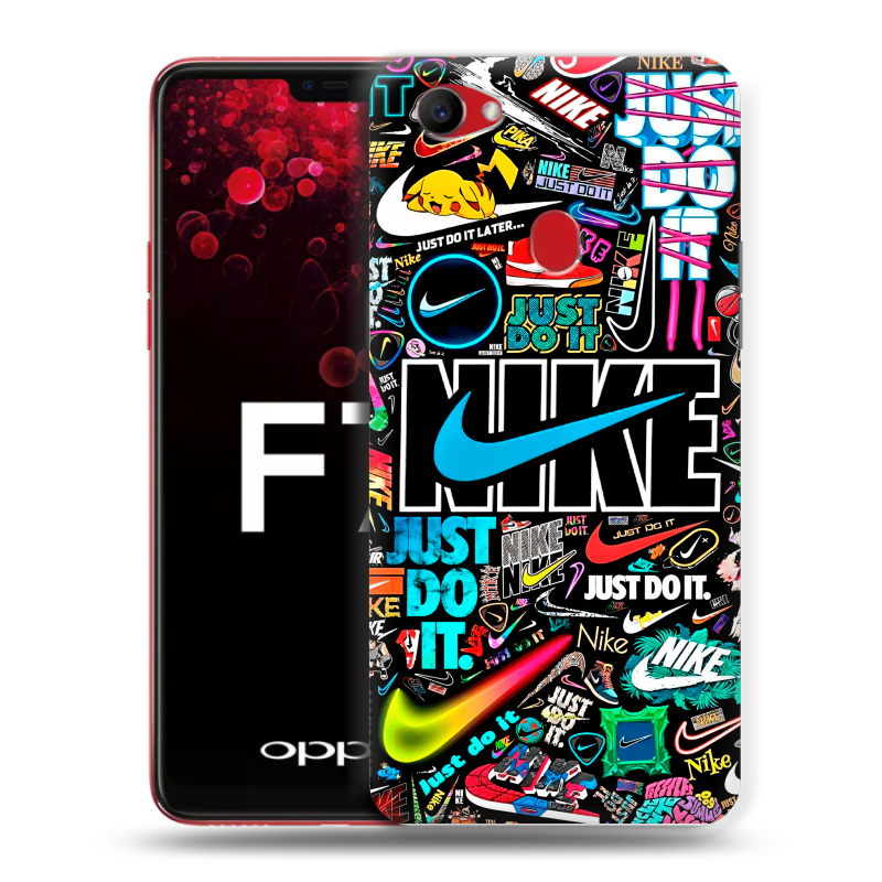 Пластиковый чехол на OPPO F7 с принтом найк nike черный Пластиковый чехол на OPPO F7 с принтом найк nike черный