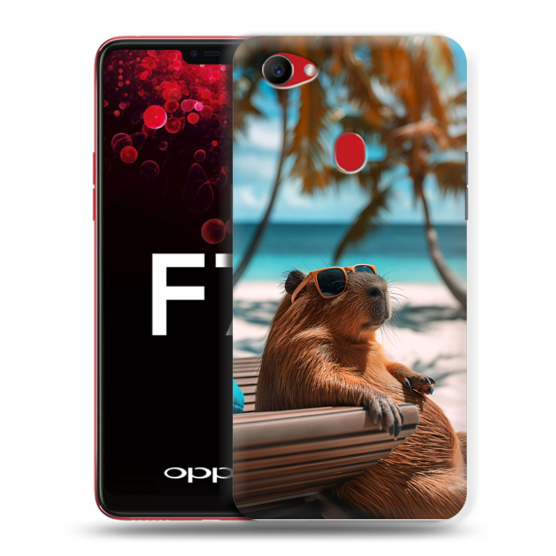 Пластиковый чехол на OPPO F7 с принтом Капибара Пластиковый чехол на OPPO F7 с принтом Капибара