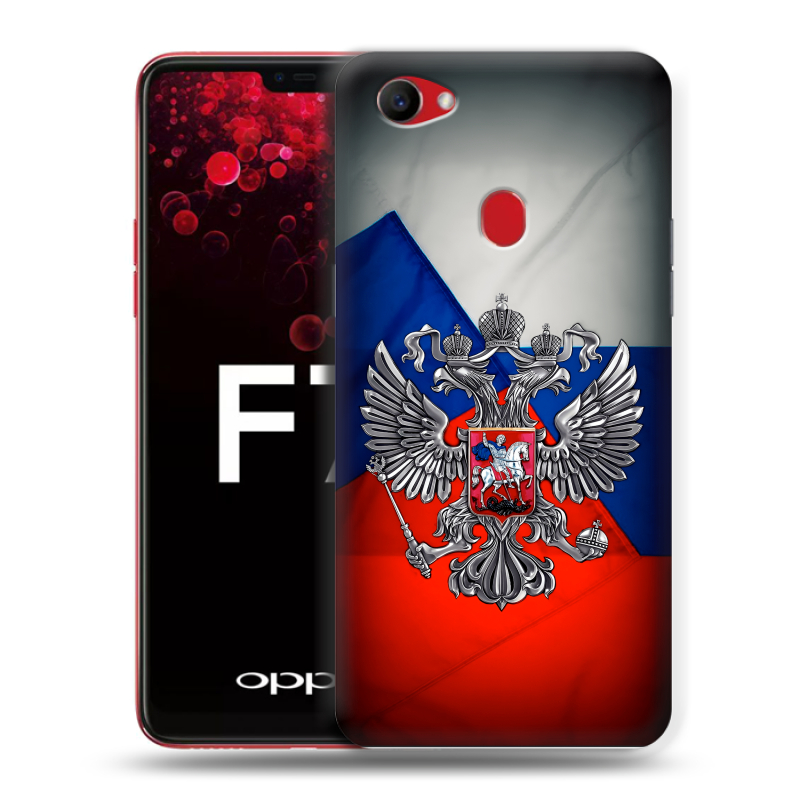 Пластиковый чехол на OPPO F7 с принтом Флаг России Пластиковый чехол на OPPO F7 с принтом Флаг России