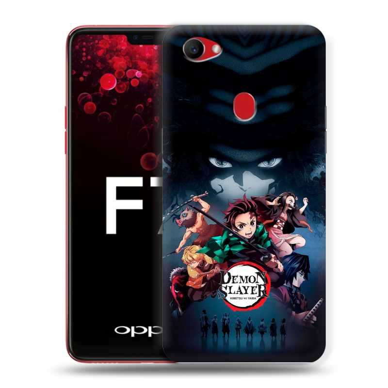 Пластиковый чехол на OPPO F7 с принтом Demon Slayer Клинок рассекающий демонов Пластиковый чехол на OPPO F7 с принтом Demon Slayer Клинок рассекающий демонов