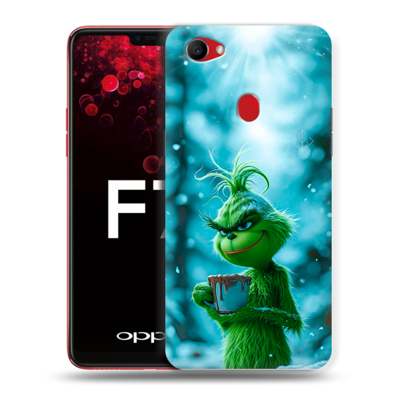 Пластиковый чехол на OPPO F7 с принтом Новый год гринч Пластиковый чехол на OPPO F7 с принтом Новый год гринч