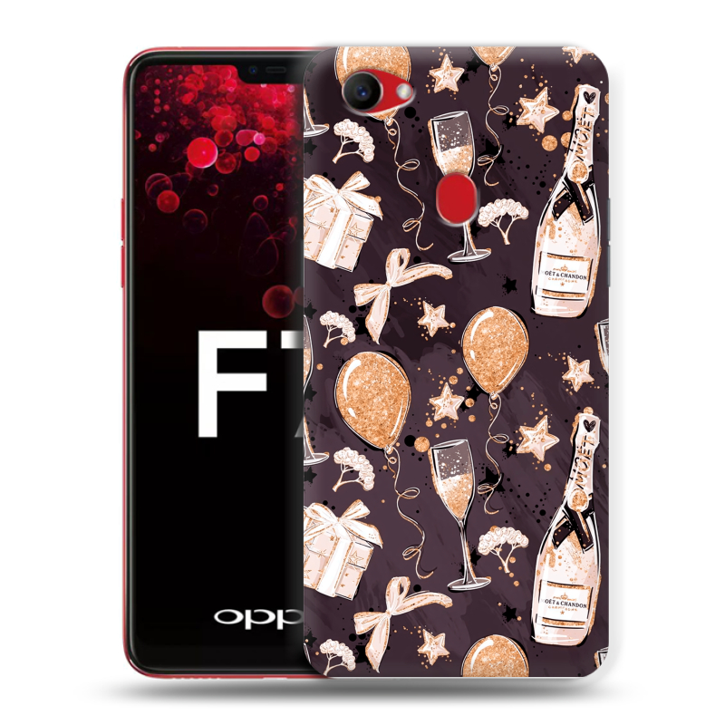Пластиковый чехол на OPPO F7 с принтом Новый год Пластиковый чехол на OPPO F7 с принтом Новый год