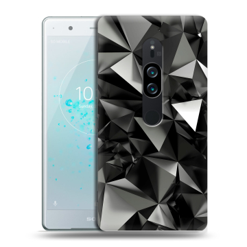 Пластиковый чехол на Sony Xperia XZ2 Premium с принтом Черные кристаллы