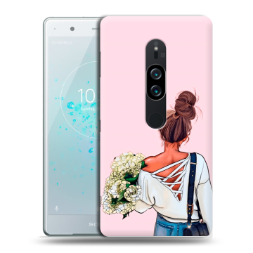 Пластиковый чехол на Sony Xperia XZ2 Premium с принтом Девушка и букет