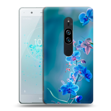 Пластиковый чехол на Sony Xperia XZ2 Premium с принтом Голубые цветы