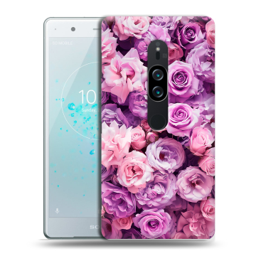 Пластиковый чехол на Sony Xperia XZ2 Premium с принтом лавандовые розы