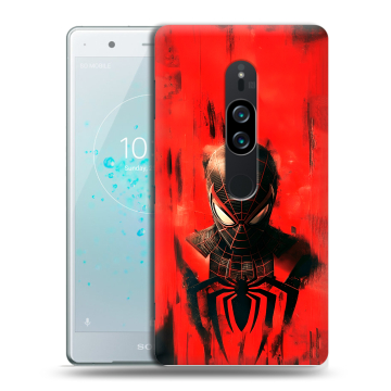 Пластиковый чехол на Sony Xperia XZ2 Premium с принтом человек паук spiderman