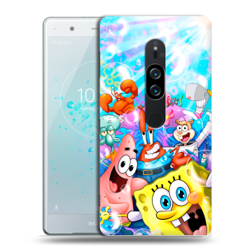 Пластиковый чехол на Sony Xperia XZ2 Premium с принтом спанчбоб спанч боб