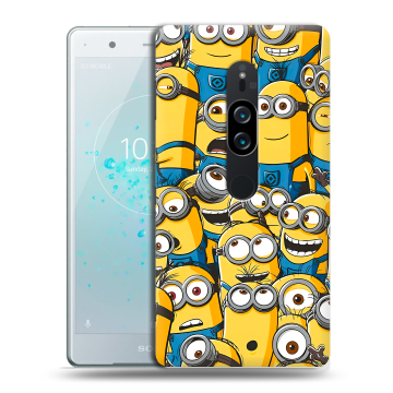 Пластиковый чехол на Sony Xperia XZ2 Premium с принтом Миньоны