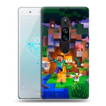 Пластиковый чехол на Sony Xperia XZ2 Premium с принтом Майнкрафт Minecraft Пластиковый чехол на Sony Xperia XZ2 Premium с принтом Майнкрафт Minecraft
