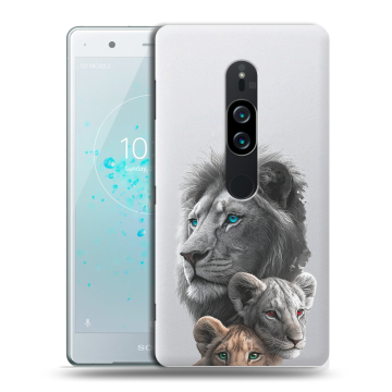 Пластиковый чехол на Sony Xperia XZ2 Premium с принтом Львы Пластиковый чехол на Sony Xperia XZ2 Premium с принтом Львы