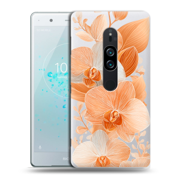 Пластиковый чехол на Sony Xperia XZ2 Premium с принтом Бежевые цветы Пластиковый чехол на Sony Xperia XZ2 Premium с принтом Бежевые цветы