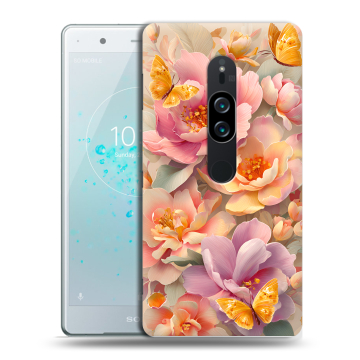 Пластиковый чехол на Sony Xperia XZ2 Premium с принтом Цветы и бабочки Пластиковый чехол на Sony Xperia XZ2 Premium с принтом Цветы и бабочки