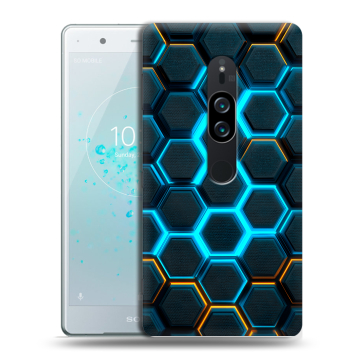 Пластиковый чехол на Sony Xperia XZ2 Premium с принтом Неоновые соты Пластиковый чехол на Sony Xperia XZ2 Premium с принтом Неоновые соты