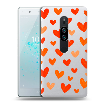 Пластиковый чехол на Sony Xperia XZ2 Premium с принтом Сердечки Пластиковый чехол на Sony Xperia XZ2 Premium с принтом Сердечки