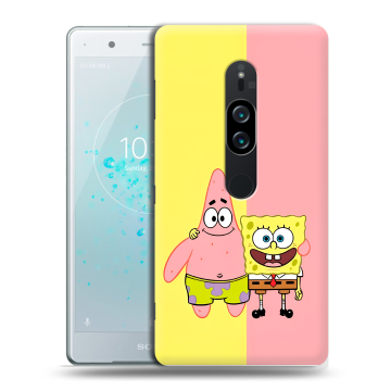 Пластиковый чехол на Sony Xperia XZ2 Premium с принтом Спанч боб Спанчбоб