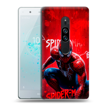 Пластиковый чехол на Sony Xperia XZ2 Premium с принтом Spiderman Человек паук Пластиковый чехол на Sony Xperia XZ2 Premium с принтом Spiderman Человек паук