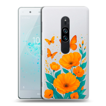 Пластиковый чехол на Sony Xperia XZ2 Premium с принтом цветы бабочки