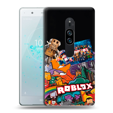 Пластиковый чехол на Sony Xperia XZ2 Premium с принтом Roblox Роблокс