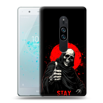 Пластиковый чехол на Sony Xperia XZ2 Premium с принтом смешной скелет Пластиковый чехол на Sony Xperia XZ2 Premium с принтом смешной скелет