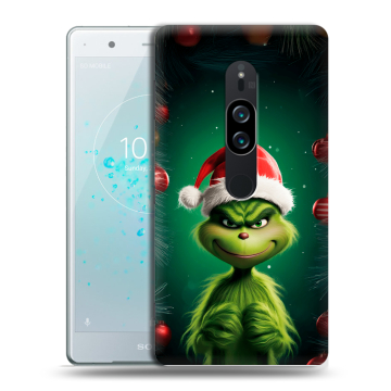 Пластиковый чехол на Sony Xperia XZ2 Premium с принтом Гринч Новый год Рождество Пластиковый чехол на Sony Xperia XZ2 Premium с принтом Гринч Новый год Рождество