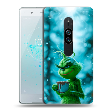 Пластиковый чехол на Sony Xperia XZ2 Premium с принтом Новый год гринч Пластиковый чехол на Sony Xperia XZ2 Premium с принтом Новый год гринч