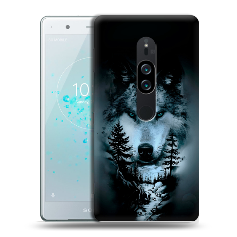 Пластиковый чехол на Sony Xperia XZ2 Premium с принтом Лесной волк Пластиковый чехол на Sony Xperia XZ2 Premium с принтом Лесной волк