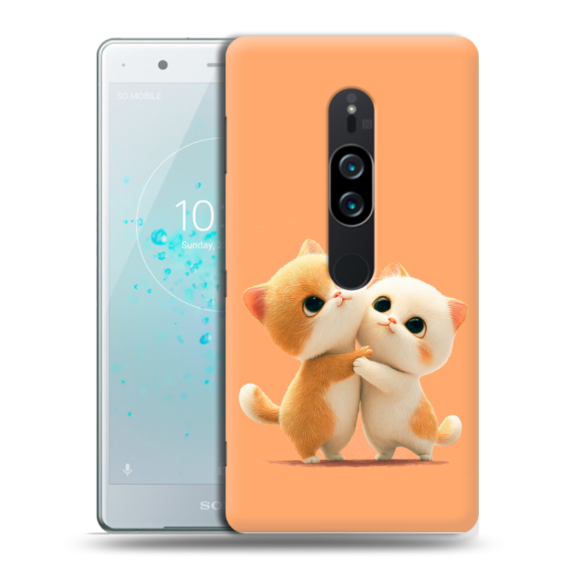 Пластиковый чехол на Sony Xperia XZ2 Premium с принтом Милые котики Пластиковый чехол на Sony Xperia XZ2 Premium с принтом Милые котики