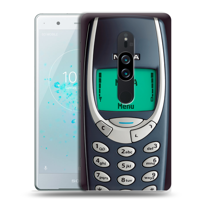 Пластиковый чехол на Sony Xperia XZ2 Premium с принтом Старый телефон Пластиковый чехол на Sony Xperia XZ2 Premium с принтом Старый телефон