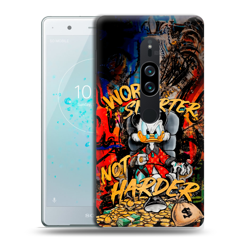 Пластиковый чехол на Sony Xperia XZ2 Premium с принтом Дональд Дак Деньги Пластиковый чехол на Sony Xperia XZ2 Premium с принтом Дональд Дак Деньги