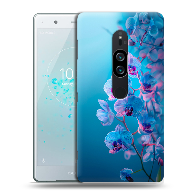 Пластиковый чехол на Sony Xperia XZ2 Premium с принтом голубые орхидеи Пластиковый чехол на Sony Xperia XZ2 Premium с принтом голубые орхидеи