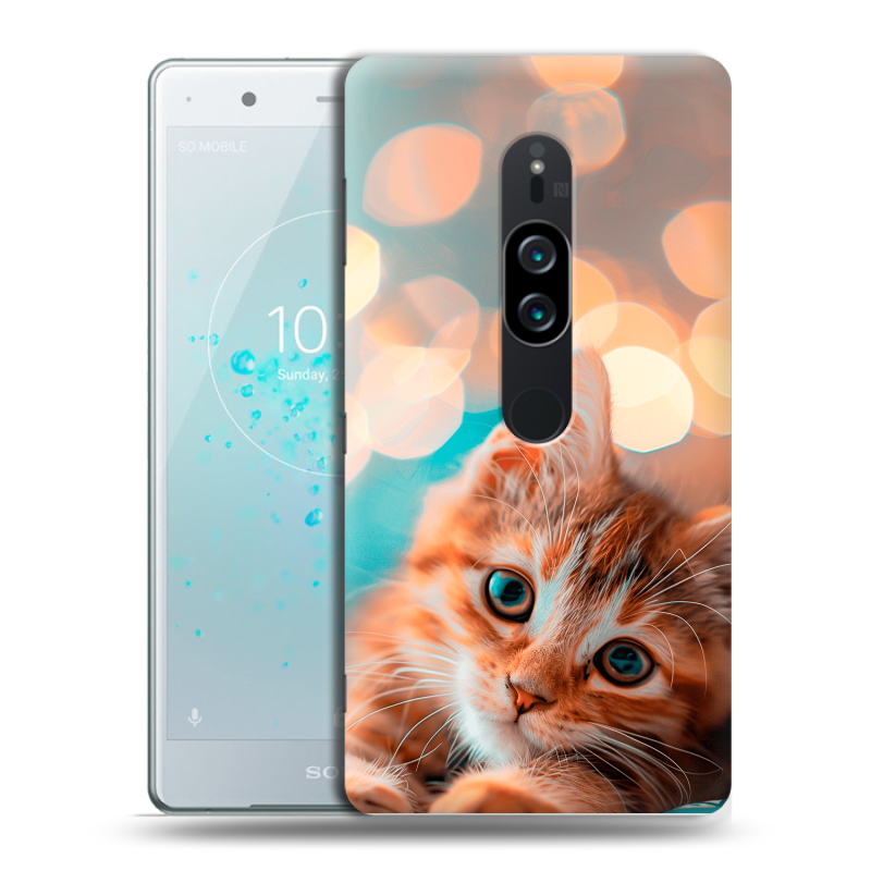 Пластиковый чехол на Sony Xperia XZ2 Premium с принтом котик Пластиковый чехол на Sony Xperia XZ2 Premium с принтом котик