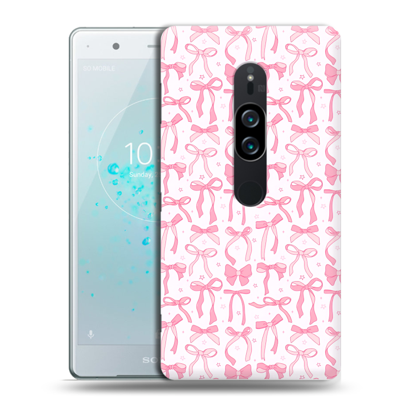 Пластиковый чехол на Sony Xperia XZ2 Premium с принтом Розовые бантики Пластиковый чехол на Sony Xperia XZ2 Premium с принтом Розовые бантики