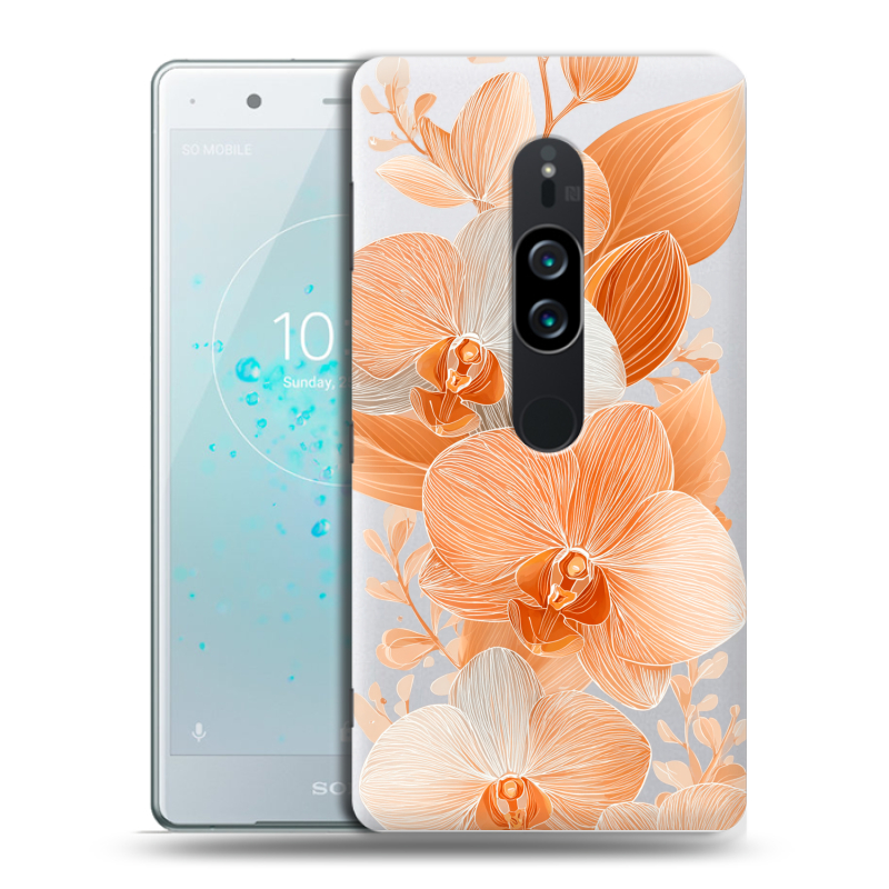 Пластиковый чехол на Sony Xperia XZ2 Premium с принтом Бежевые цветы Пластиковый чехол на Sony Xperia XZ2 Premium с принтом Бежевые цветы