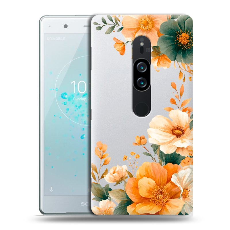 Пластиковый чехол на Sony Xperia XZ2 Premium с принтом Цветы принт Пластиковый чехол на Sony Xperia XZ2 Premium с принтом Цветы принт