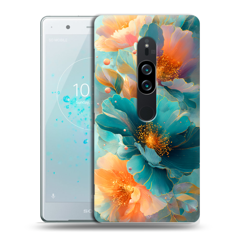 Пластиковый чехол на Sony Xperia XZ2 Premium с принтом Цветы Пластиковый чехол на Sony Xperia XZ2 Premium с принтом Цветы