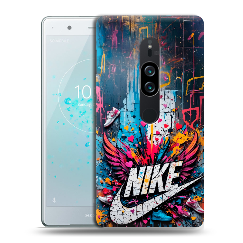 Пластиковый чехол на Sony Xperia XZ2 Premium с принтом Nike Найк Пластиковый чехол на Sony Xperia XZ2 Premium с принтом Nike Найк
