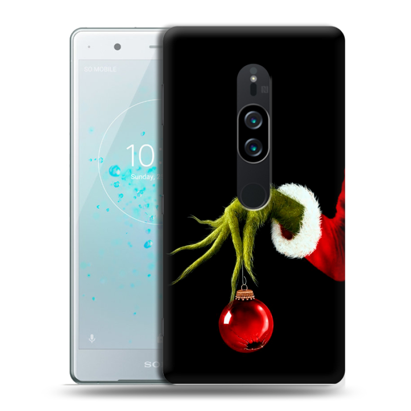 Пластиковый чехол на Sony Xperia XZ2 Premium с принтом Новый год Гринч Пластиковый чехол на Sony Xperia XZ2 Premium с принтом Новый год Гринч