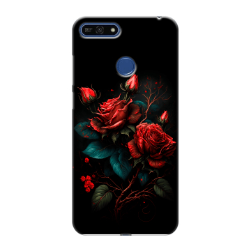 Силиконовый противоударный чехол на Huawei Honor 7A Pro с принтом Розы красные Силиконовый противоударный чехол на Huawei Honor 7A Pro с принтом Розы красные