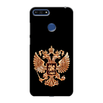 Силиконовый противоударный чехол на Huawei Honor 7A Pro с принтом Герб России золотой
