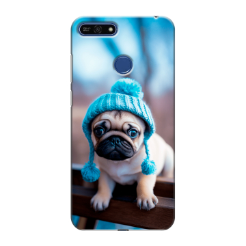 Силиконовый противоударный чехол на Huawei Honor 7A Pro с принтом Мопс в шапке Силиконовый противоударный чехол на Huawei Honor 7A Pro с принтом Мопс в шапке