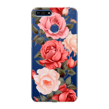 Силиконовый противоударный чехол на Huawei Honor 7A Pro с принтом Розы