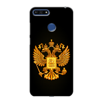 Силиконовый противоударный чехол на Huawei Honor 7A Pro с принтом Герб России желтый Силиконовый противоударный чехол на Huawei Honor 7A Pro с принтом Герб России желтый