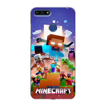 Силиконовый противоударный чехол на Huawei Honor 7A Pro с принтом Майнкрафт Minecraft