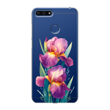 Силиконовый противоударный чехол на Huawei Honor 7A Pro с принтом Цветы орхидеи