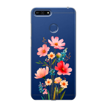 Силиконовый противоударный чехол на Huawei Honor 7A Pro с принтом Цветы