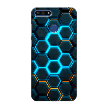 Силиконовый противоударный чехол на Huawei Honor 7A Pro с принтом Неоновые соты