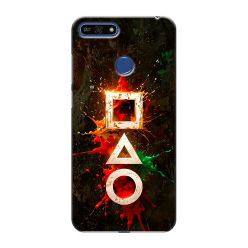 Силиконовый противоударный чехол на Huawei Honor 7A Pro с принтом Squid Game Игра кальмара