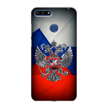 Силиконовый противоударный чехол на Huawei Honor 7A Pro с принтом Флаг России Силиконовый противоударный чехол на Huawei Honor 7A Pro с принтом Флаг России